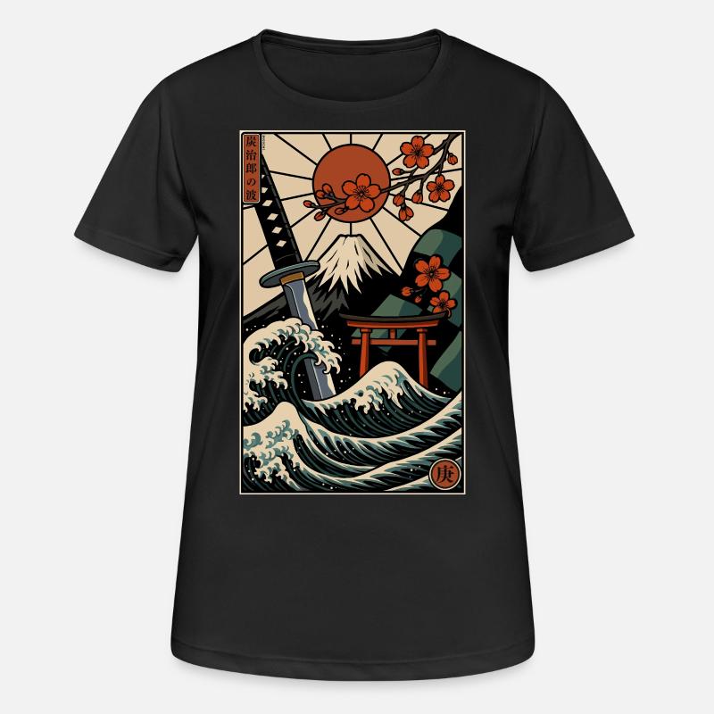 Japanese print - Women's Breathable T-Shirt - black