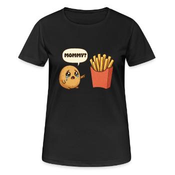 Kawaii Fries Fries Drôle - T-shirt respirant Femme - noir - Devant - AI Model Female 172 light (172cm)