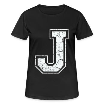 Un caractère un joule dans blanc in Used Look - T-shirt respirant Femme - noir - Devant - AI Model Female 172 light (172cm)