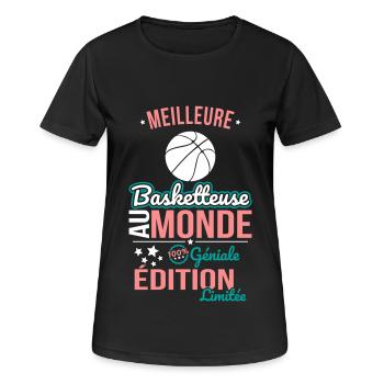 Bester Basketballspieler der Welt - 100% genial - Frauen T-Shirt atmungsaktiv - Schwarz - Vorne - AI Model Female 172 light (172cm)