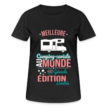 Meilleure Camping-cariste au monde - 100% géniale - T-shirt respirant Femme - noir - Devant - AI Model Female 172 light (172cm)