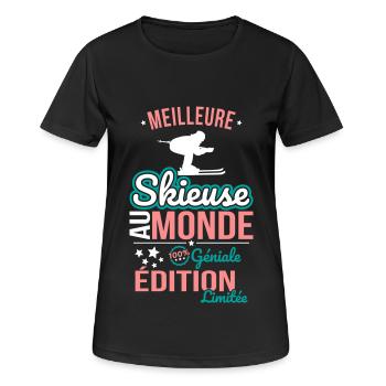 Beste Skifahrerin der Welt - 100% Awesome - Frauen T-Shirt atmungsaktiv - Schwarz - Vorne - AI Model Female 172 light (172cm)