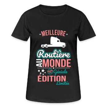 Meilleure Routière au monde - 100% géniale - T-shirt respirant Femme - noir - Devant - AI Model Female 172 light (172cm)