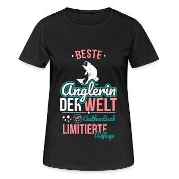 Beste Anglerin der Welt - 100% Authentisch - Frauen T-Shirt atmungsaktiv - Schwarz - Vorne - AI Model Female 172 light (172cm)