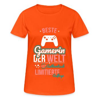 Best Gamer in the World - 100% Authentic - Women's Breathable T-Shirt - neon orange - Front - AI Model Female 172 dark (172cm)