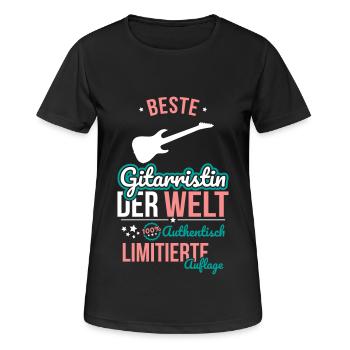 Beste Gitarristin der Welt - 100% Authentisch - Frauen T-Shirt atmungsaktiv - Schwarz - Vorne - AI Model Female 172 light (172cm)