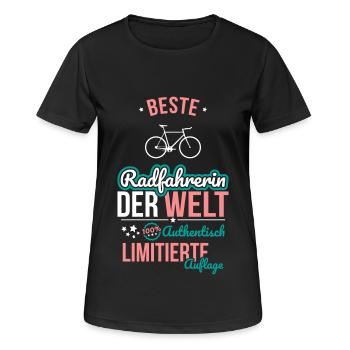 Beste Radfahrerin der Welt - 100% Authentisch - Frauen T-Shirt atmungsaktiv - Schwarz - Vorne - AI Model Female 172 light (172cm)