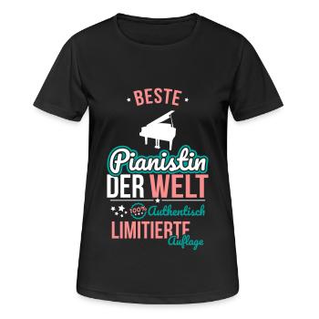 Beste Pianistin der Welt - 100% Authentisch - Frauen T-Shirt atmungsaktiv - Schwarz - Vorne - AI Model Female 172 light (172cm)