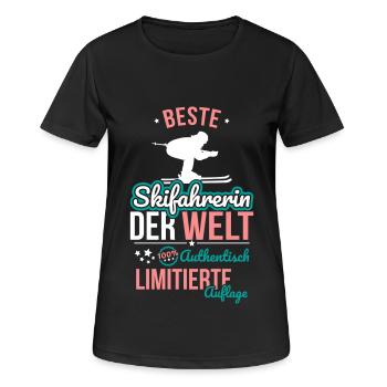 Beste Skifahrerin der Welt - 100% Authentisch - Frauen T-Shirt atmungsaktiv - Schwarz - Vorne - AI Model Female 172 light (172cm)