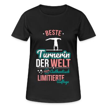 Beste Turnerin der Welt - 100% Authentisch - Frauen T-Shirt atmungsaktiv - Schwarz - Vorne - AI Model Female 172 light (172cm)