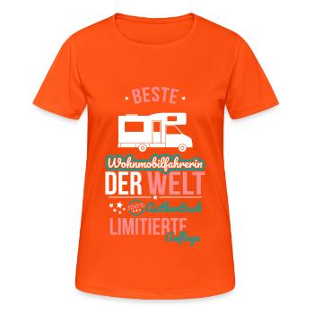 Best Female Motorhome Driver - 100% Authentic - Women's Breathable T-Shirt - neon orange - Front - AI Model Female 172 dark (172cm)