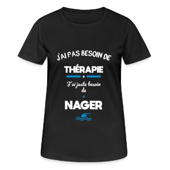 Pas besoin de thérapie besoin de nager - T-shirt respirant Femme - noir - Devant - AI Model Female 172 light (172cm)