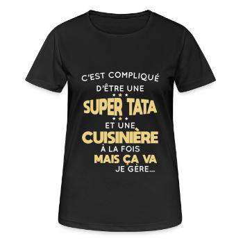 Compliqué d'être une super tata et une cuisinière - T-shirt respirant Femme - noir - Devant - AI Model Female 172 light (172cm)