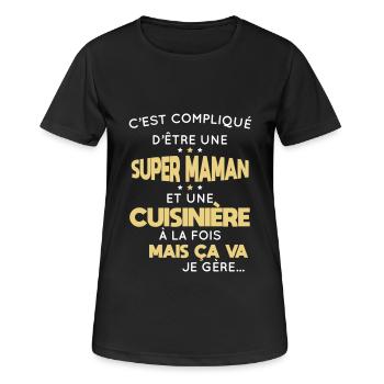 Compliqué d'être une super maman et une cuisinière - T-shirt respirant Femme - noir - Devant - AI Model Female 172 light (172cm)