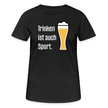 Boire c’est aussi du sport, des fêtes, des fêtes, de la bière, du blé - T-shirt respirant Femme - noir - Devant - AI Model Female 172 light (172cm)