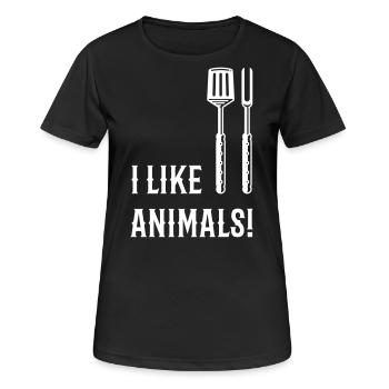 I Like Animals! (Grillbesteck / White) - Frauen T-Shirt atmungsaktiv - Schwarz - Vorne - AI Model Female 172 light (172cm)
