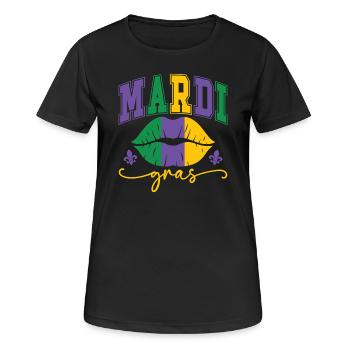 Mardi Gras Lippen - Frauen T-Shirt atmungsaktiv - Schwarz - Vorne - AI Model Female 172 light (172cm)