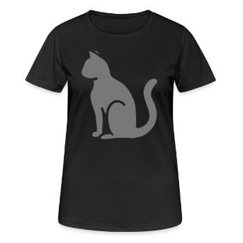 Chat Cat Katze Seitenprofil - Frauen T-Shirt atmungsaktiv - Schwarz - Vorne - AI Model Female 172 light (172cm)
