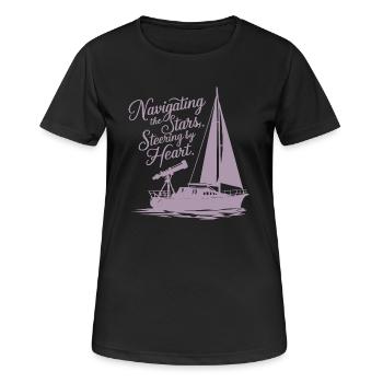 Voile, Voilier, Étoiles, Télescope - T-shirt respirant Femme - noir - Devant - AI Model Female 172 light (172cm)