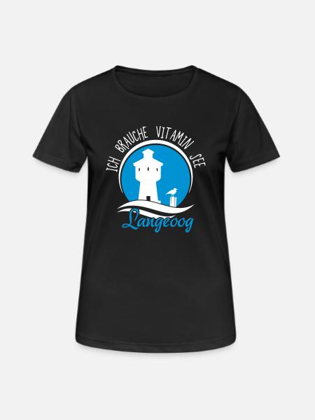 Vitamin See Langeoog Wasserturm - Frauen T-Shirt atmungsaktiv - Schwarz