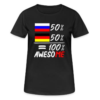 50% Russisch 50% Deutsch - Frauen T-Shirt atmungsaktiv - Schwarz - Vorne - AI Model Female 172 light (172cm)