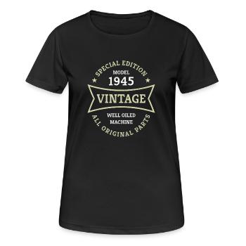 80. Geburtstag Jahrgang 1945 Vintage 80 Jahre - Frauen T-Shirt atmungsaktiv - Schwarz - Vorne - AI Model Female 172 light (172cm)