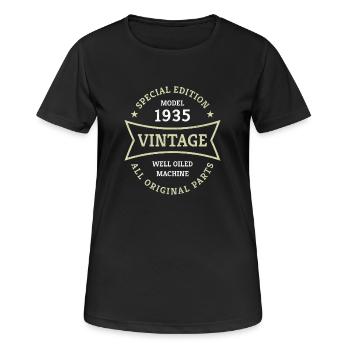 90. Geburtstag Jahrgang 1935 Vintage 90 Jahre - Frauen T-Shirt atmungsaktiv - Schwarz - Vorne - AI Model Female 172 light (172cm)