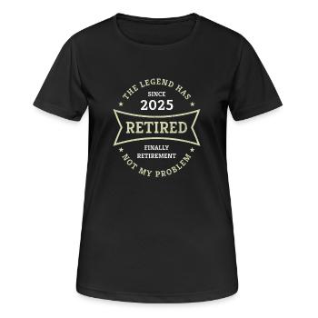 Retraite 2025 Enfin un cadeau de retraite pour les retraités - T-shirt respirant Femme - noir - Devant - AI Model Female 172 light (172cm)