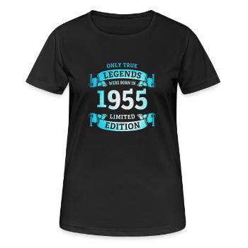 Real legends were born in 1955 70th birthday - Women's Breathable T-Shirt - black - Front - AI Model Female 172 light (172cm)
