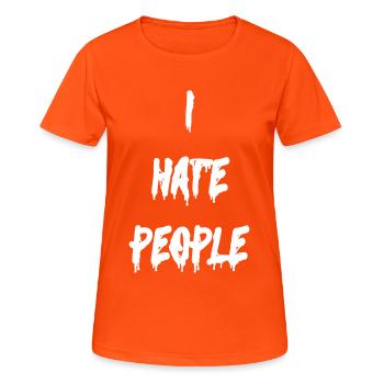 I HATE PEOPLE - T-shirt respirant Femme - orange néon - Devant - AI Model Female 172 dark (172cm)