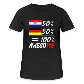 50% Kroatisch 50% Deutsch - Frauen T-Shirt atmungsaktiv - Schwarz - Vorne - AI Model Female 172 light (172cm)