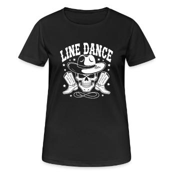 Line Dance Skull with Stetson and Boots and Lasso - Women's Breathable T-Shirt - black - Front - AI Model Female 172 light (172cm)