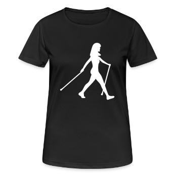 Nordic Walking - Frauen T-Shirt atmungsaktiv - Schwarz - Vorne - AI Model Female 172 light (172cm)