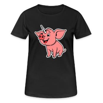 Ein Schwein mit Horn? - Frauen T-Shirt atmungsaktiv - Schwarz - Vorne - AI Model Female 172 light (172cm)