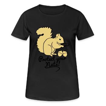 protect your nuts - T-shirt respirant Femme - noir - Devant - AI Model Female 172 light (172cm)