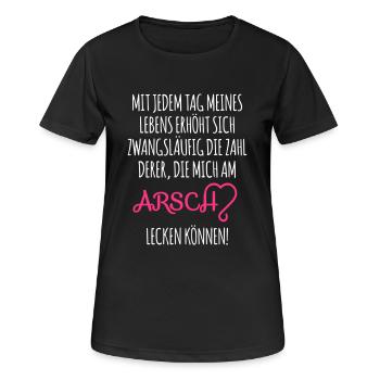 AM ARSCH - Frauen T-Shirt atmungsaktiv - Schwarz - Vorne - AI Model Female 172 light (172cm)