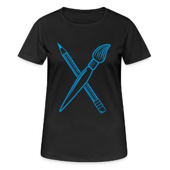 Pinsel Bleistift Kreuz - Frauen T-Shirt atmungsaktiv - Schwarz - Vorne - AI Model Female 172 light (172cm)