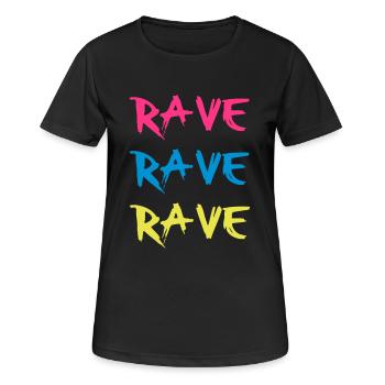 Rave - Frauen T-Shirt atmungsaktiv - Schwarz - Vorne - AI Model Female 172 light (172cm)