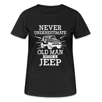 Jeep Opa - Frauen T-Shirt atmungsaktiv - Schwarz - Vorne - AI Model Female 172 light (172cm)