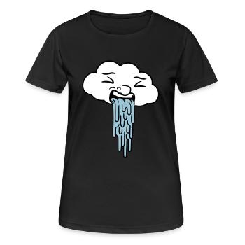 kotzende lustige regenwolke - Frauen T-Shirt atmungsaktiv - Schwarz - Vorne - AI Model Female 172 light (172cm)
