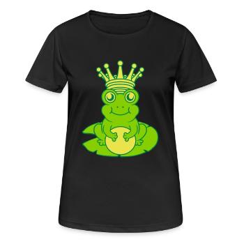 Froschkönig sitzt Seerose Seeblatt - Frauen T-Shirt atmungsaktiv - Schwarz - Vorne - AI Model Female 172 light (172cm)