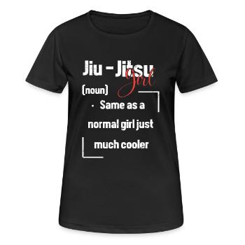 Jiu Jitsu Selbstverteidigung - Frauen T-Shirt atmungsaktiv - Schwarz - Vorne - AI Model Female 172 light (172cm)
