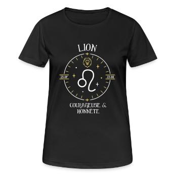 Du signe du Lion - Courageuse et honnête - T-shirt respirant Femme - noir - Devant - AI Model Female 172 light (172cm)