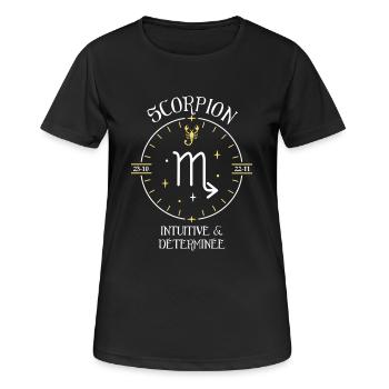 Du signe du Scorpion - Intuitive et déterminée - T-shirt respirant Femme - noir - Devant - AI Model Female 172 light (172cm)