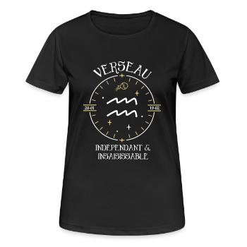 Du signe du Verseau - Indépendant et insaisissable - T-shirt respirant Femme - noir - Devant - AI Model Female 172 light (172cm)