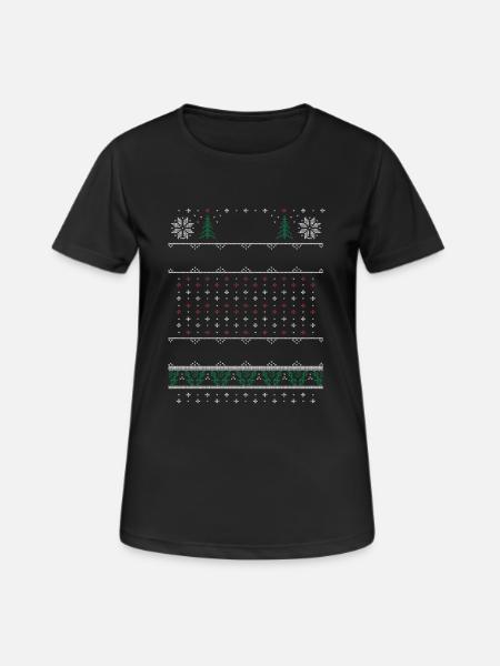 Ugly Christmas Sweater - Frauen T-Shirt atmungsaktiv - Schwarz