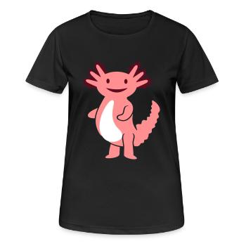 Axolotl câlin (3c, Kawaii Tail Lurch) - T-shirt respirant Femme - noir - Devant - AI Model Female 172 light (172cm)
