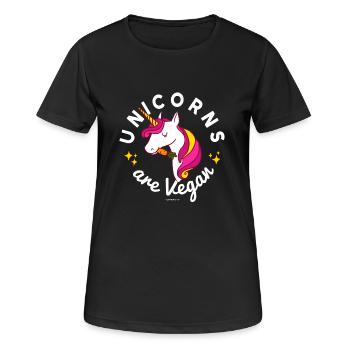 Vegan Unicorn TShirt: Unicorns are Vegan - Women's Breathable T-Shirt - black - Front - AI Model Female 172 light (172cm)