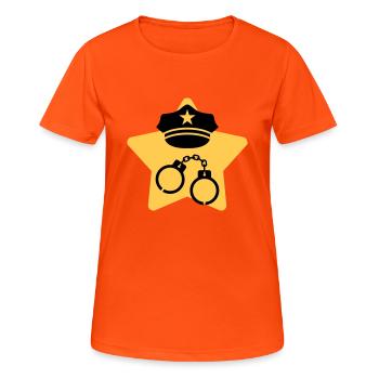 Police / Policier / Flic / Sécurité - T-shirt respirant Femme - orange néon - Devant - AI Model Female 172 dark (172cm)