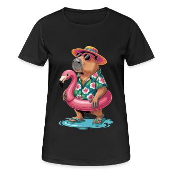 Capybara On Summer Vacation - Women's Breathable T-Shirt - black - Front - AI Model Female 172 light (172cm)